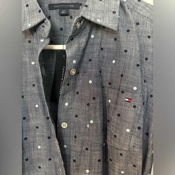 ✨NWT | Tommy Hilfiger | Buttoned up denim polka dots belted dress - Picture 5 of 11